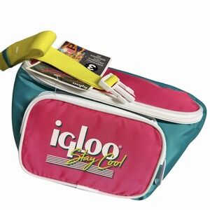 Igloo Stay Cool Retro Cooler Fanny Pack 90s Teal Pink Beach Camping NEW